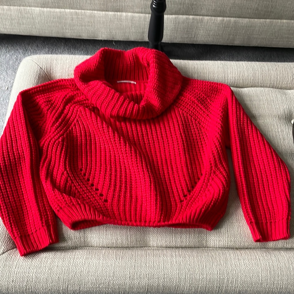 Cowl neck sweater red